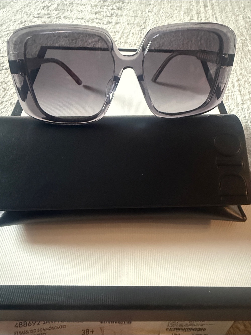 Dior Oversized Square Sunglasses in Translucent Gray